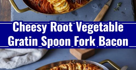 Cheesy Root Vegetable Gratin Spoon Fork Bacon