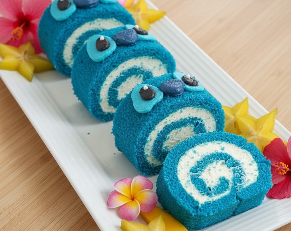 Cute Blue Tropical Cake Roll Easy Party Food