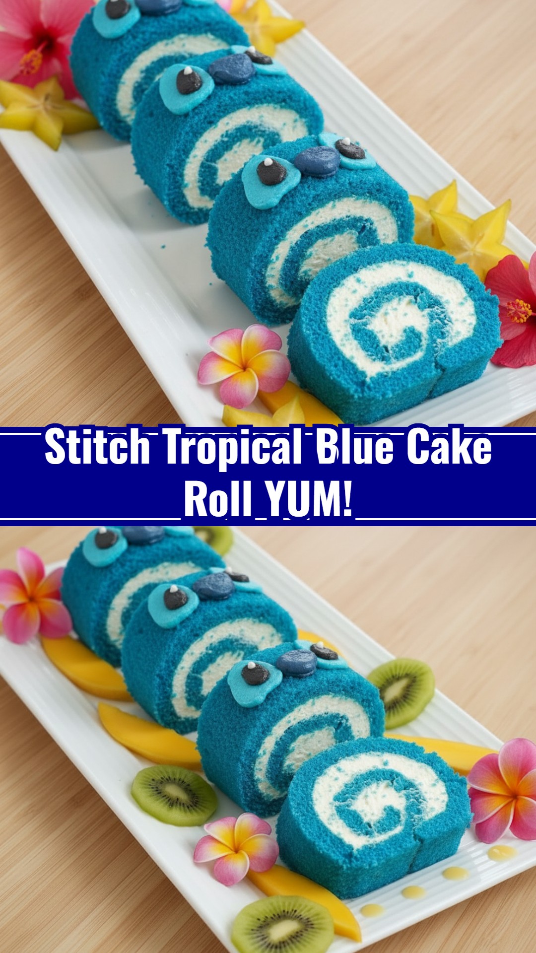 Cute Blue Tropical Cake Roll Easy Party Food
