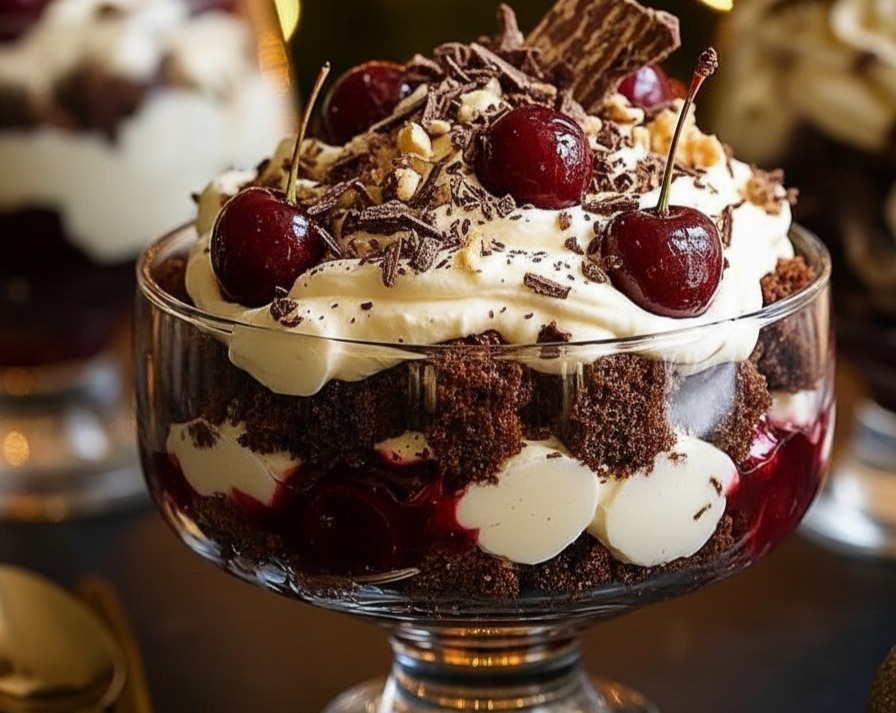 Best Homemade Black Forest Trifle Easy Christmas Dessert serving