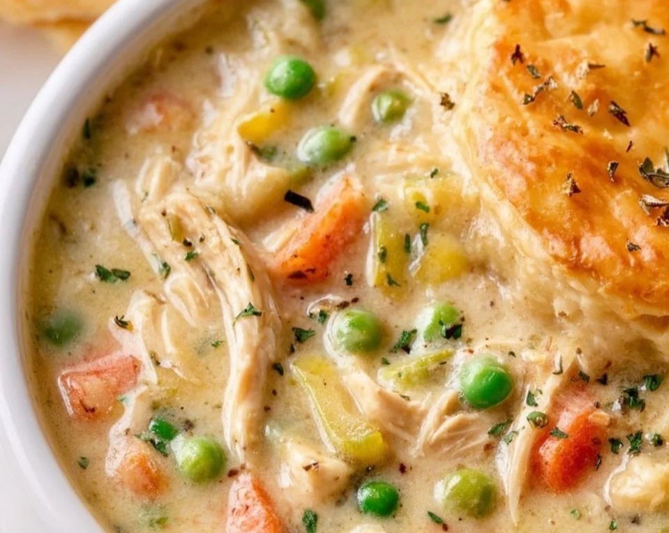 Healthy Chicken Pot Pie Soup Easy Dinner Pot Recipes serving