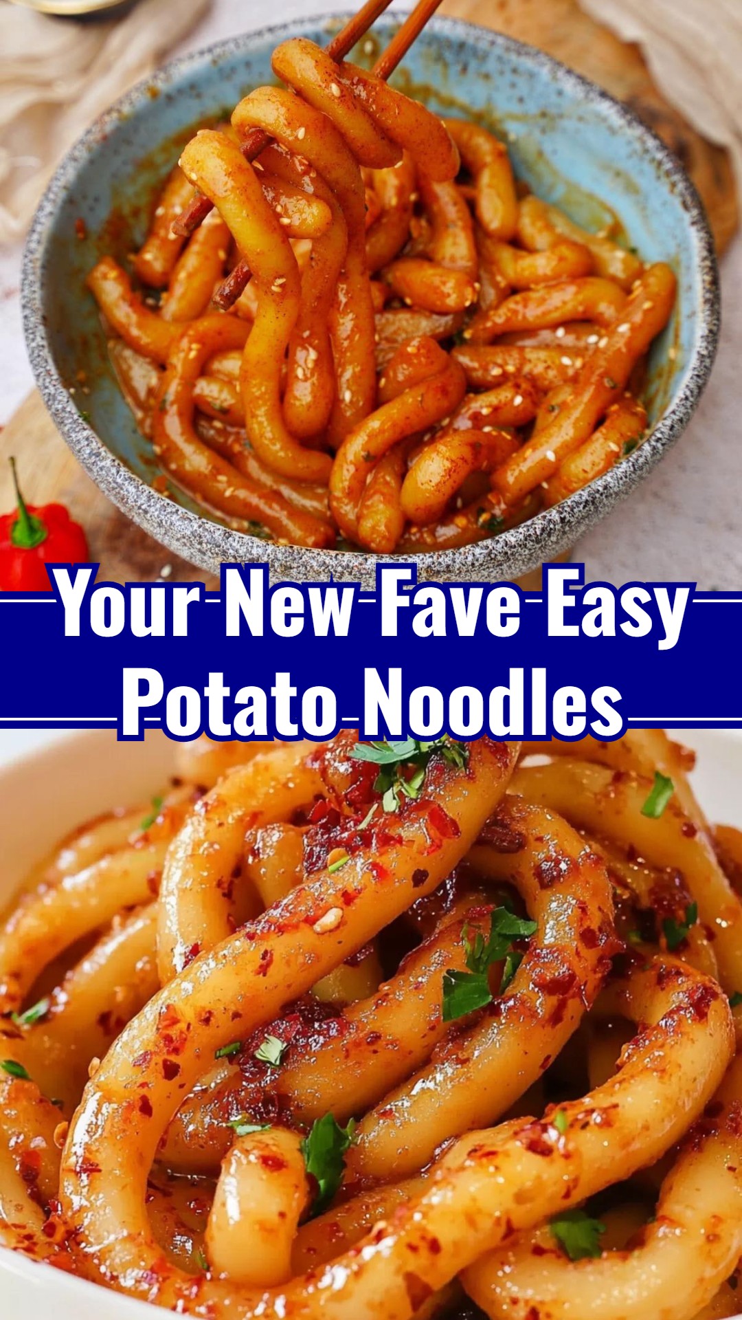 Homemade Potato Noodles for Dinner Spicy Ramen and Vegetarian Snacks