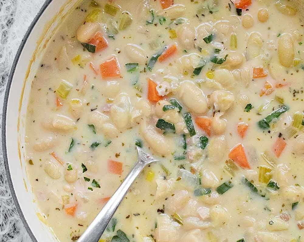 Homemade Vegetarian Tuscan White Bean Soup with Herbs overview