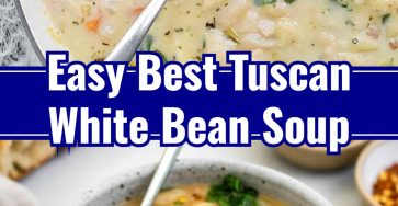 Homemade Vegetarian Tuscan White Bean Soup with Herbs