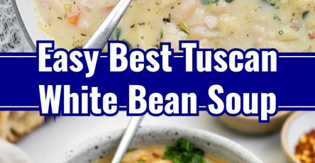 Homemade Vegetarian Tuscan White Bean Soup with Herbs
