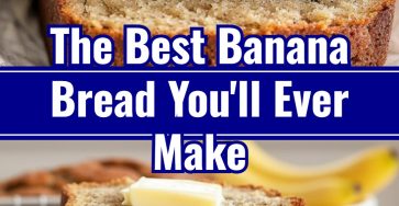 Best Foolproof Quick Banana Bread Loaf with 3 Ripe Bananas