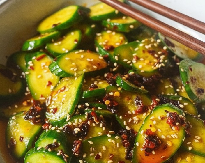 Easy Healthy Asian Cucumber Salad: Vegan Inspired Side Dish serving