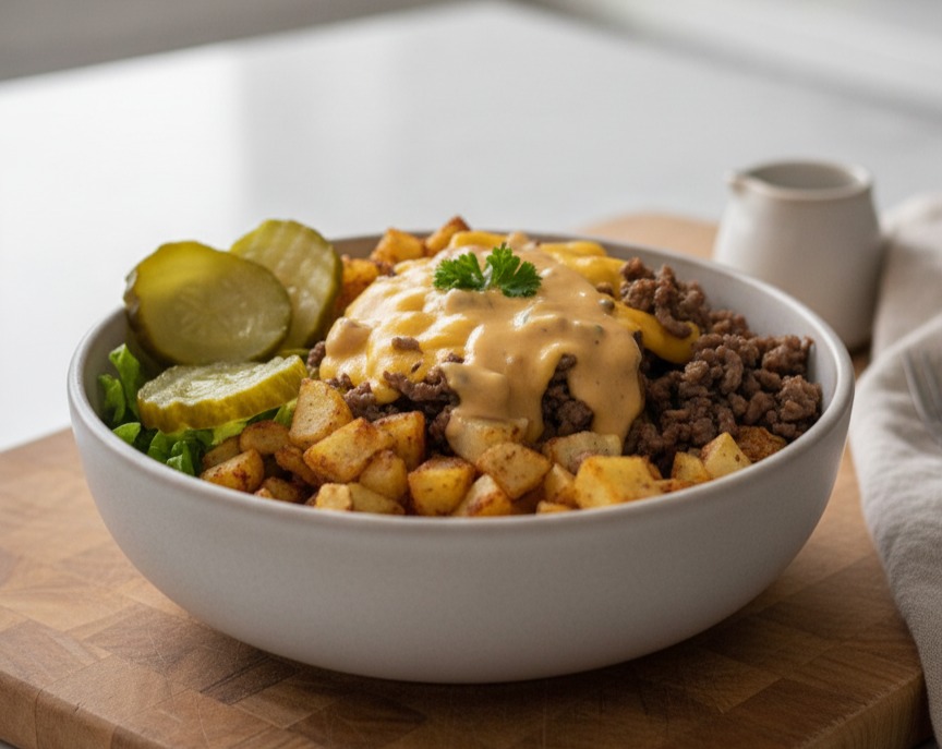 Supper Idea Burger Bowls serving